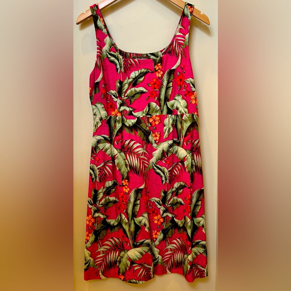 Tommy Bahama Pink Tropical Leaf Print Sundress